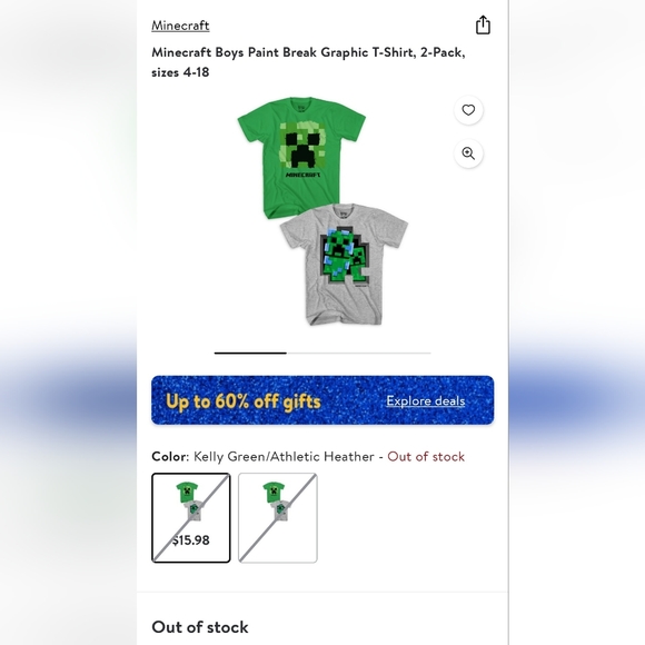 2 **NEW** MINECRAFT SHIRTS BOYS SIZE L (10/12) - Picture 2 of 2